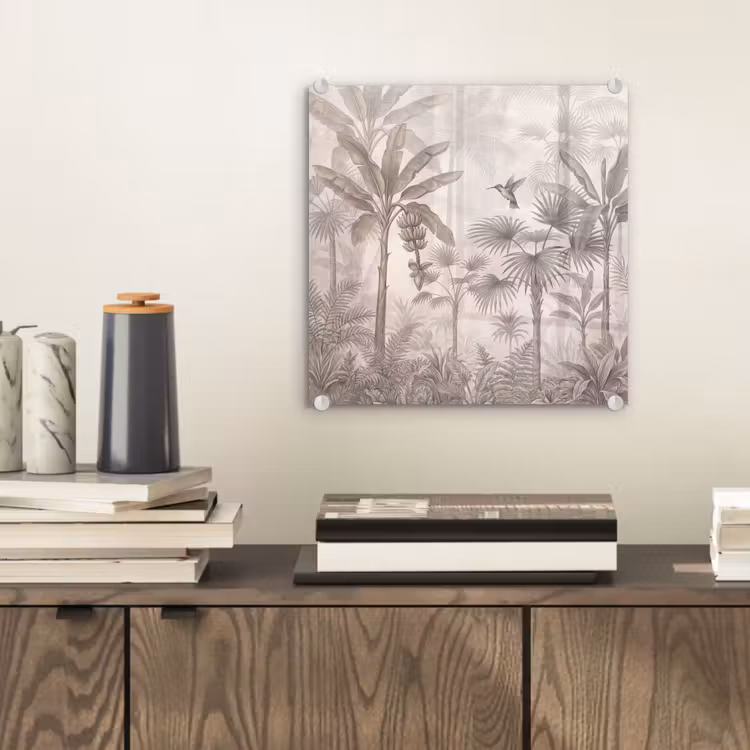 Jungle - Banenboom - Kolibrie - Beige plexiglas 5mm klein -sfeer1