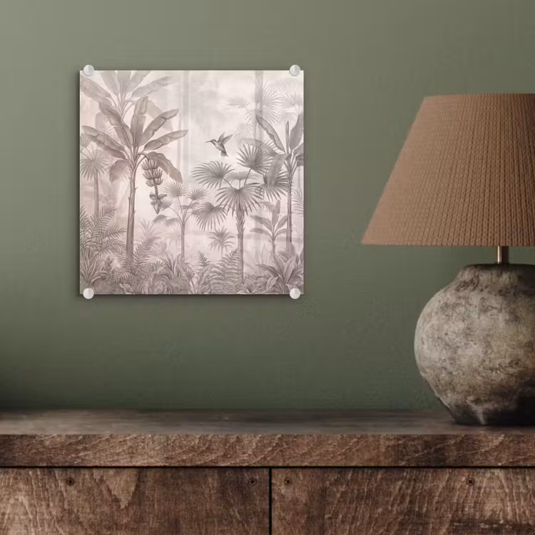 Jungle - Banenboom - Kolibrie - Beige plexiglas 5mm klein -sfeer3