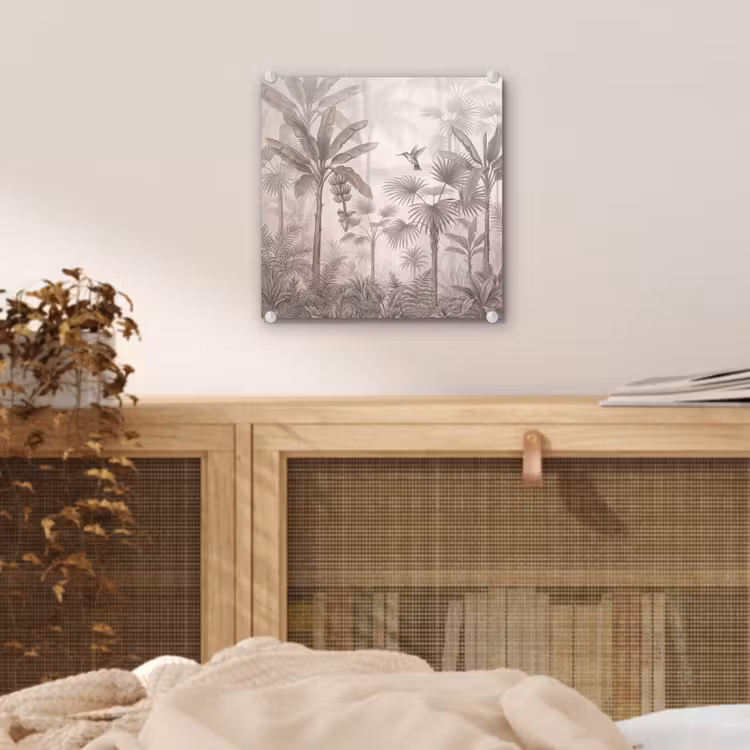 Jungle - Banenboom - Kolibrie - Beige plexiglas 5mm klein -sfeer4