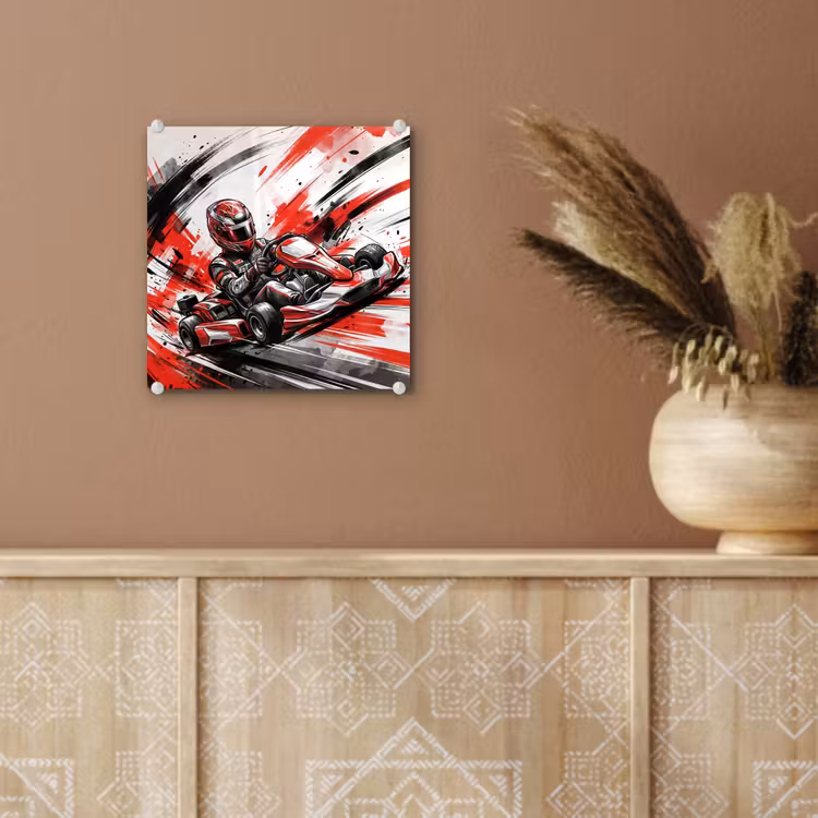 Kart - Coureur - Snelheid - Rood plexiglas 5mm klein -sfeer5