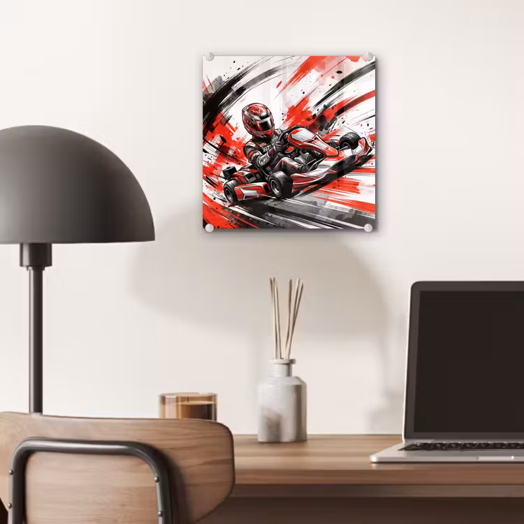 Kart - Coureur - Snelheid - Rood plexiglas 5mm klein -sfeer6