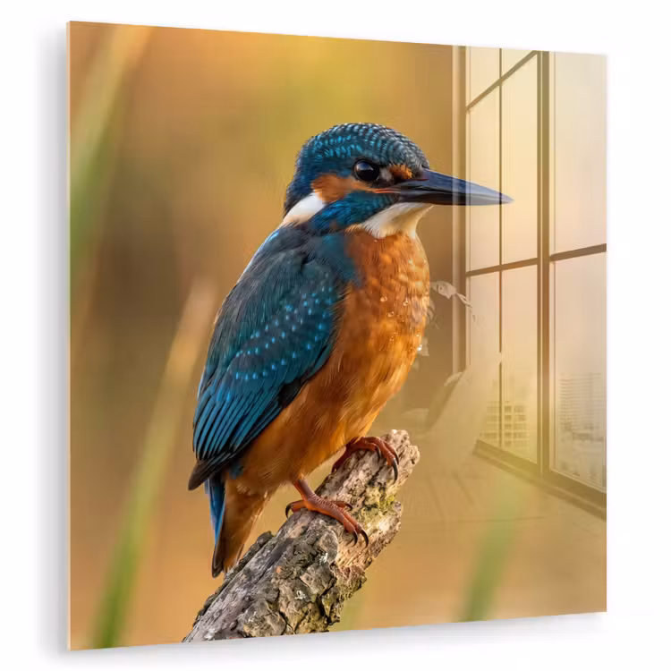 IJsvogel - Tak - Water - Kleurrijk - Levendig plexiglas 5mm klein -zzzproduct_nieuw