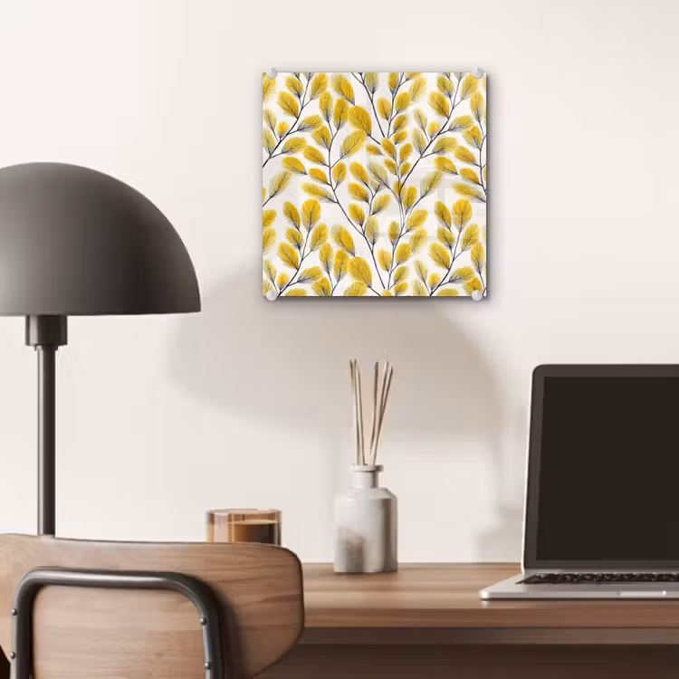 Bladeren - Botanisch - Elegant - Geel - Zwart plexiglas 5mm klein 11 -sfeer6
