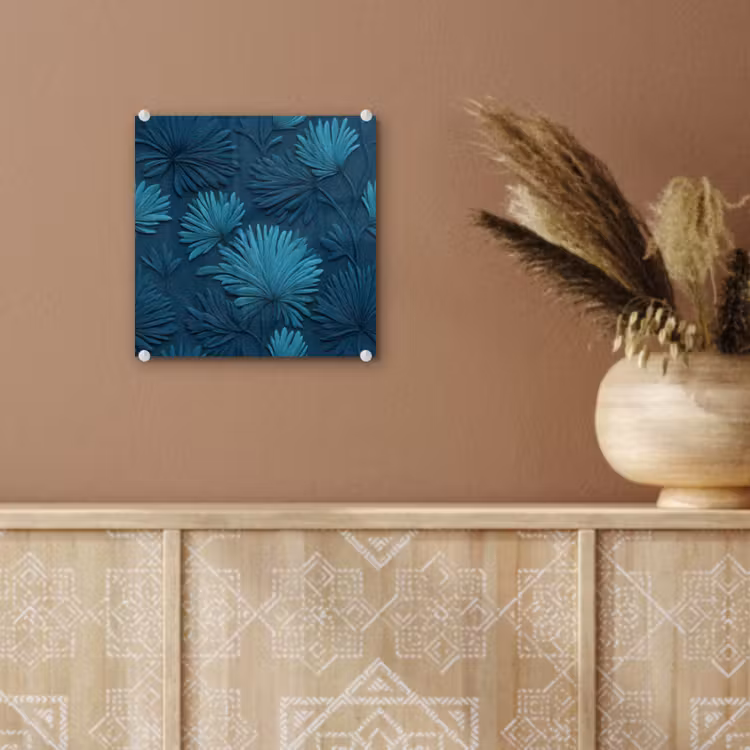 Bladeren - Reliëf - Patroon - Oceaanblauw - Modern plexiglas 5mm klein 11 -sfeer5
