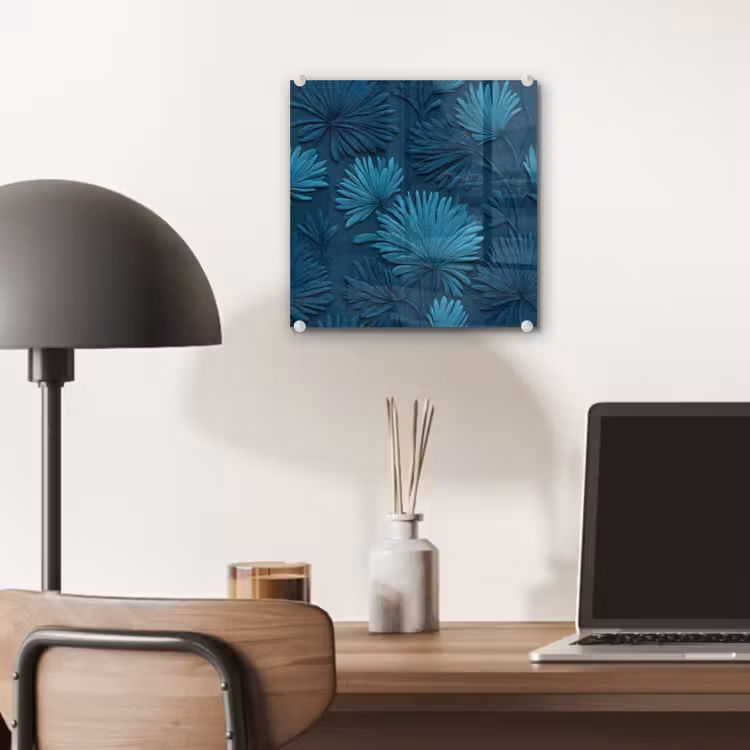 Bladeren - Reliëf - Patroon - Oceaanblauw - Modern plexiglas 5mm klein 11 -sfeer6