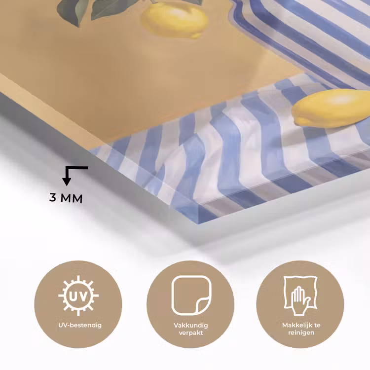 Glass Print - Lemon - Still Life - Modern - Citroen - Stilleven - Modern plexiglas 5mm klein