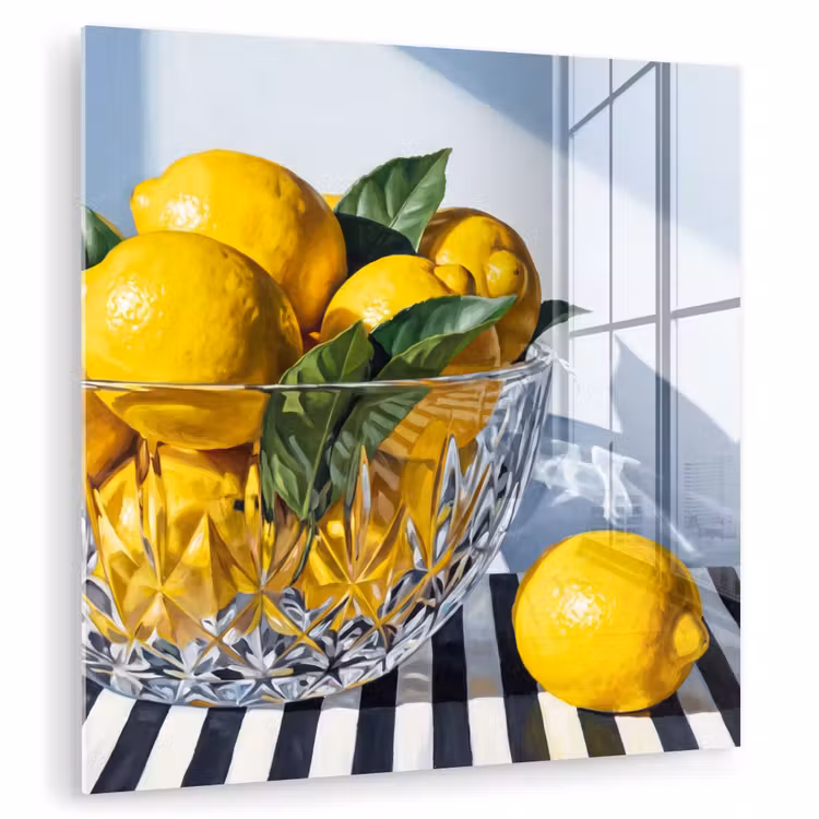 Glass Print - Lemons - Fruit - Yellow - Citroenen - Fruit - Geel plexiglas 5mm klein