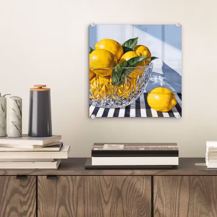 Glass Print - Lemons - Fruit - Yellow - Citroenen - Fruit - Geel plexiglas 5mm klein