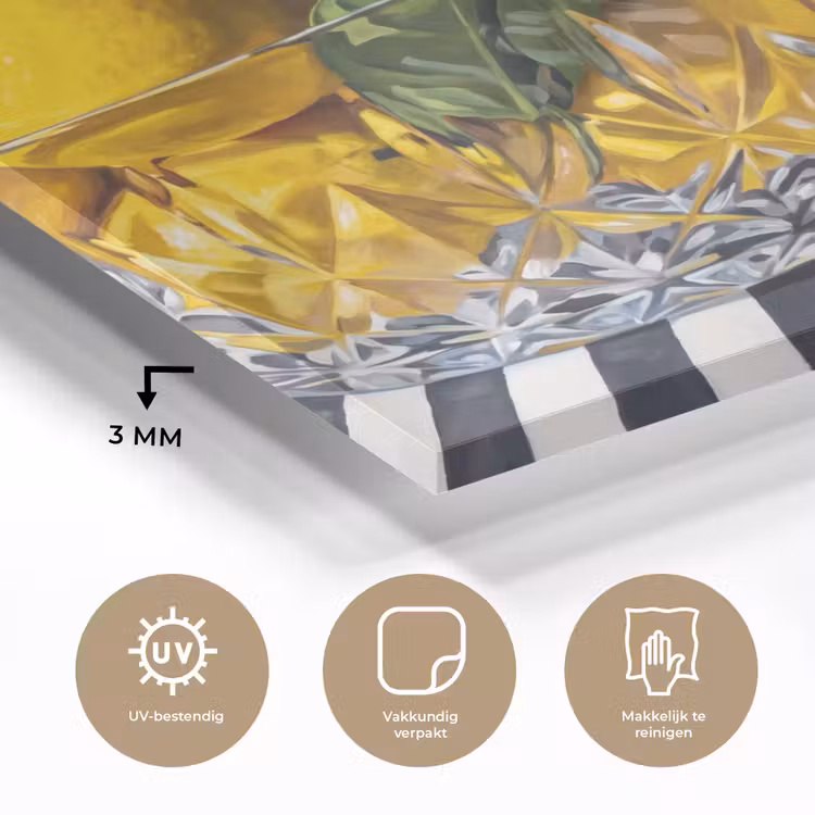 Glass Print - Lemons - Fruit - Yellow - Citroenen - Fruit - Geel plexiglas 5mm klein