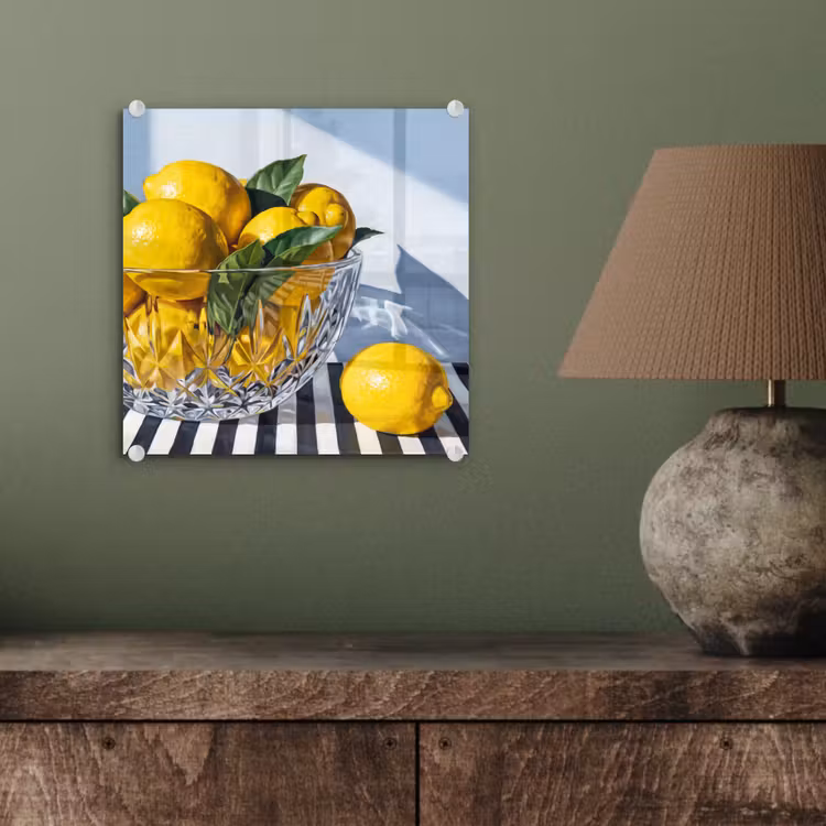 Glass Print - Lemons - Fruit - Yellow - Citroenen - Fruit - Geel plexiglas 5mm klein