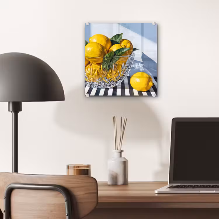 Glass Print - Lemons - Fruit - Yellow - Citroenen - Fruit - Geel plexiglas 5mm klein