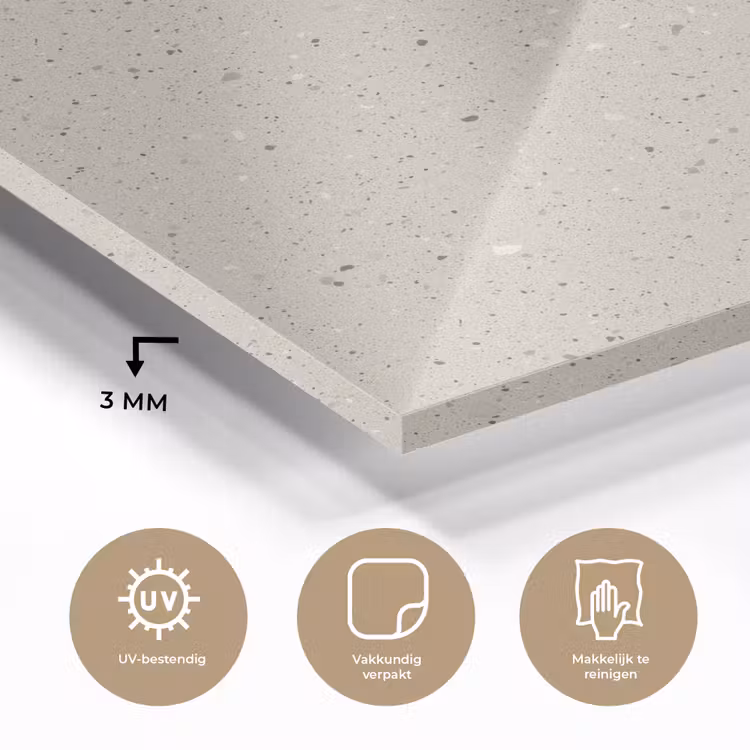 Lichtbeige - Terrazzo - Grijs plexiglas 5mm klein 11 -sfeer2