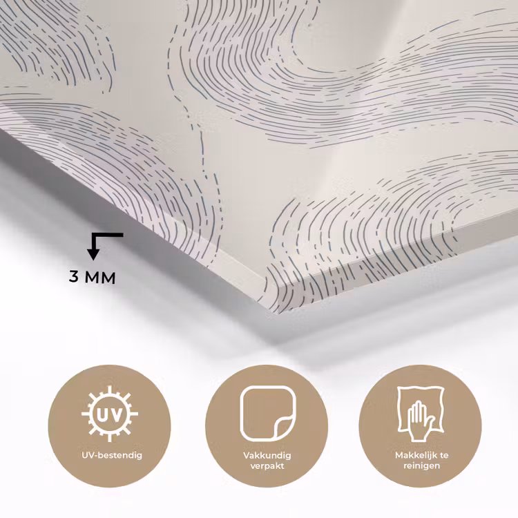 Lijnen - Patroon - Beige - Minimalistisch plexiglas 5mm klein 11 -sfeer2