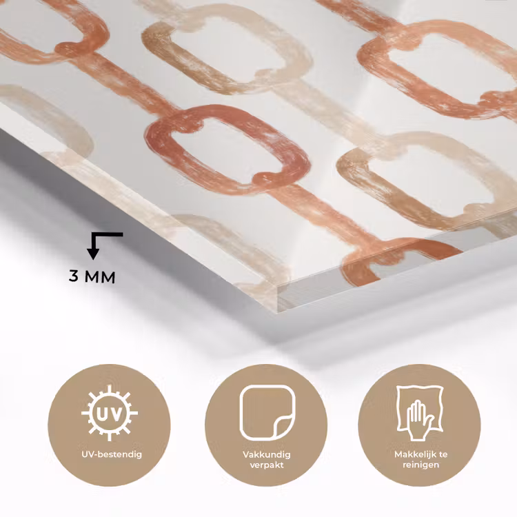 Schakels - Patroon - Aquarel - Terracotta plexiglas 5mm klein 11 -sfeer2
