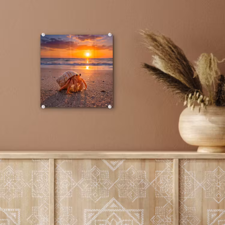 Kreeft - Strand - Natuur - Zonsondergang - Oranje plexiglas 5mm klein -sfeer5