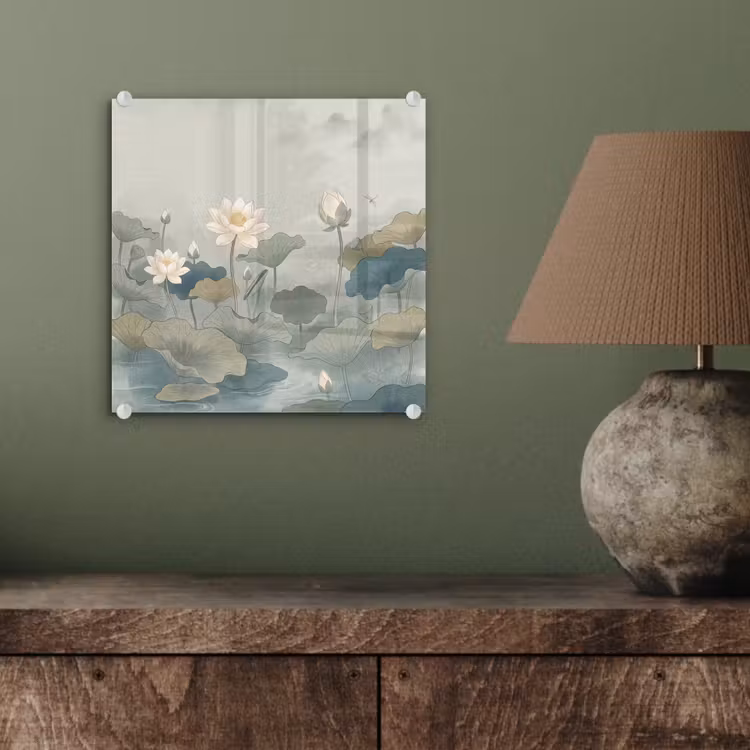 Lotus - Bloemen - Groen plexiglas 5mm klein -sfeer3