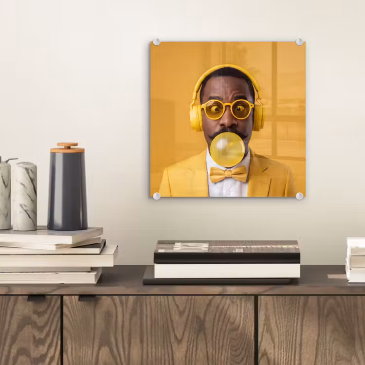 Man - Bubblegum - Portret - Geel - Modern plexiglas 5mm klein -sfeer1