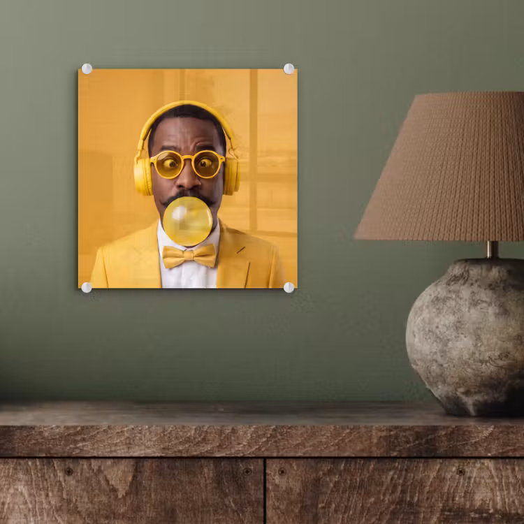 Man - Bubblegum - Portret - Geel - Modern plexiglas 5mm klein -sfeer3
