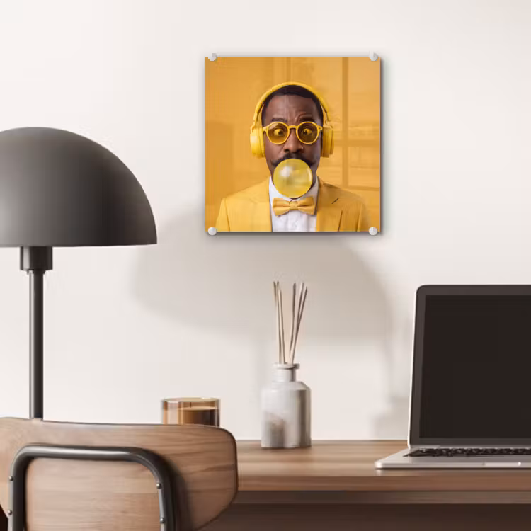 Man - Bubblegum - Portret - Geel - Modern plexiglas 5mm klein -sfeer6