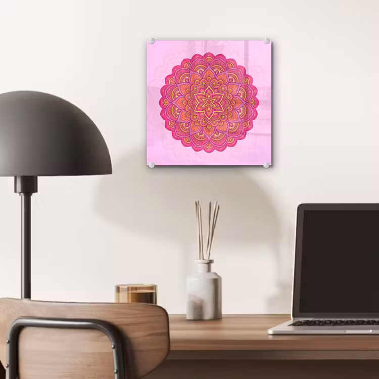 Mandala - Cirkel - Spiritueel - Oosters - Roze plexiglas 5mm klein -sfeer6