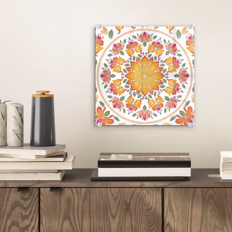 Mandala - Bloemen - Decoratie - Kleurrijk - Abstract plexiglas 5mm klein -sfeer1