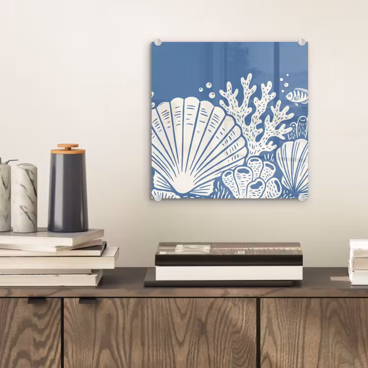 Zeeleven - Koraal - Schelp - Vis - Illustratie - Onderwater plexiglas 5mm klein -sfeer1