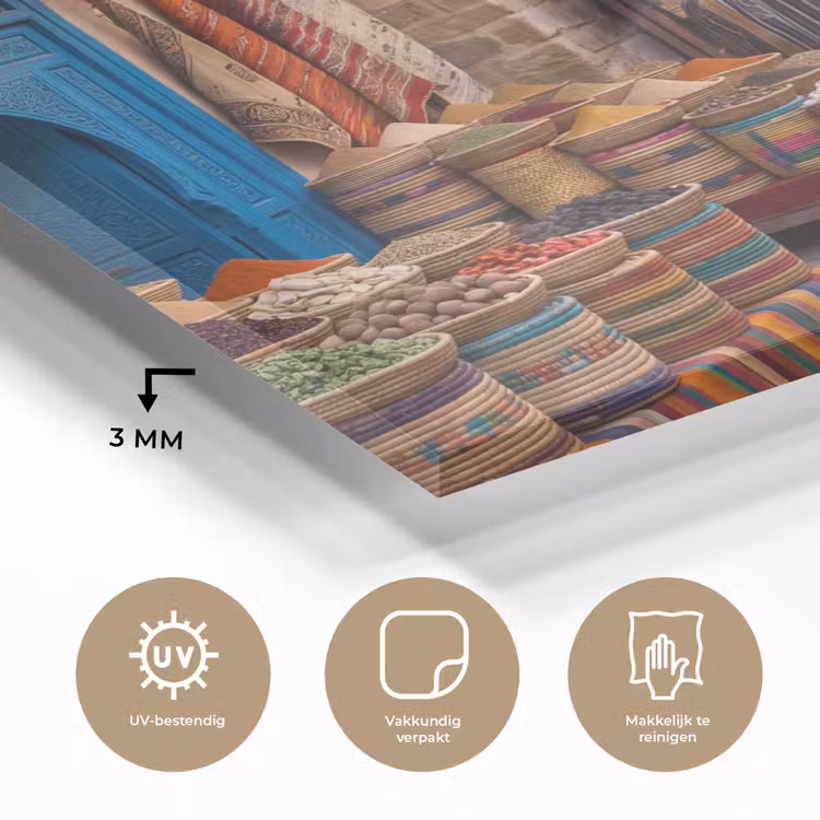 Glass Print - Market - Oriental - Colorful - Markt - Oosters - Kleurrijk plexiglas 5mm klein