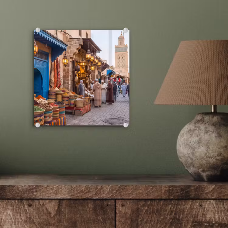 Glass Print - Market - Oriental - Colorful - Markt - Oosters - Kleurrijk plexiglas 5mm klein