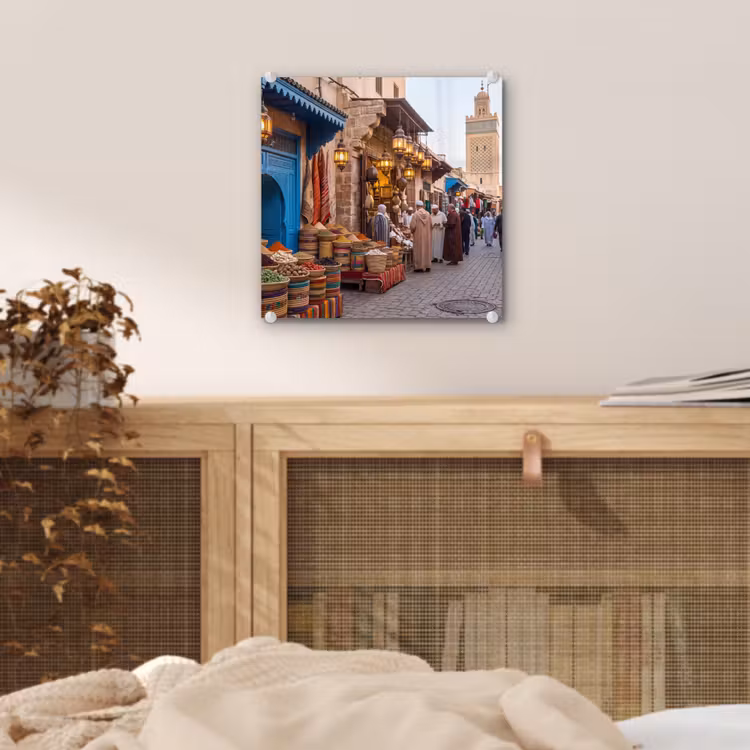 Glass Print - Market - Oriental - Colorful - Markt - Oosters - Kleurrijk plexiglas 5mm klein
