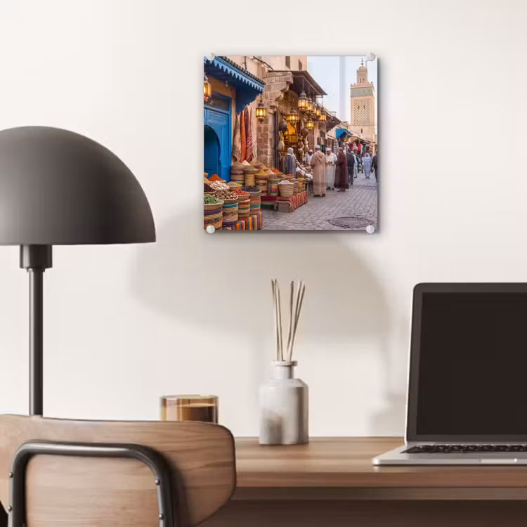 Glass Print - Market - Oriental - Colorful - Markt - Oosters - Kleurrijk plexiglas 5mm klein