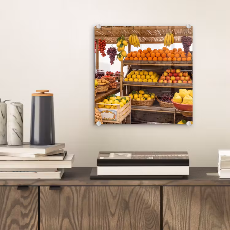 Glass Print - Market Stall - Fruit - Fresh - Marktkraam - Fruit - Vers plexiglas 5mm klein