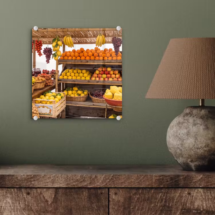 Glass Print - Market Stall - Fruit - Fresh - Marktkraam - Fruit - Vers plexiglas 5mm klein