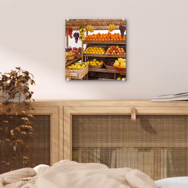 Glass Print - Market Stall - Fruit - Fresh - Marktkraam - Fruit - Vers plexiglas 5mm klein