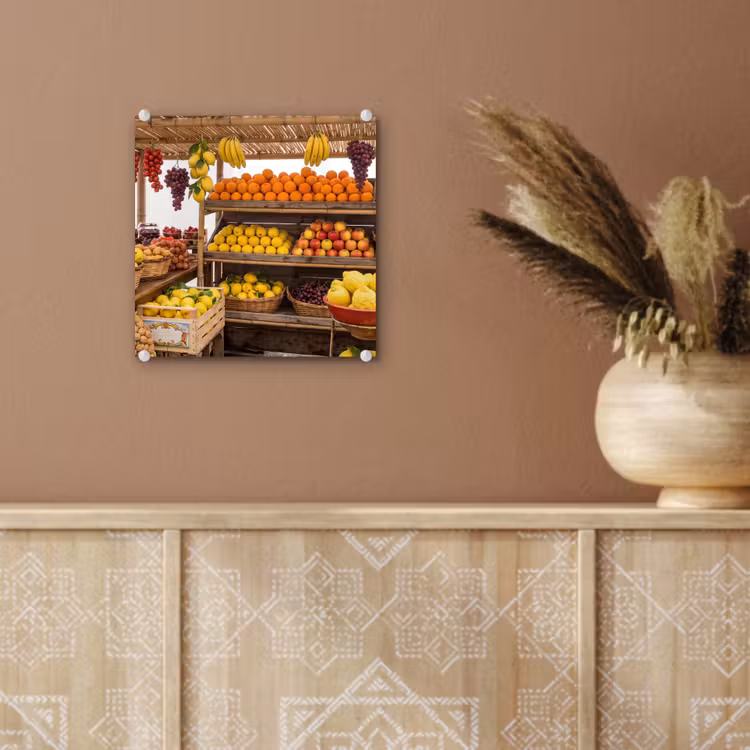 Glass Print - Market Stall - Fruit - Fresh - Marktkraam - Fruit - Vers plexiglas 5mm klein