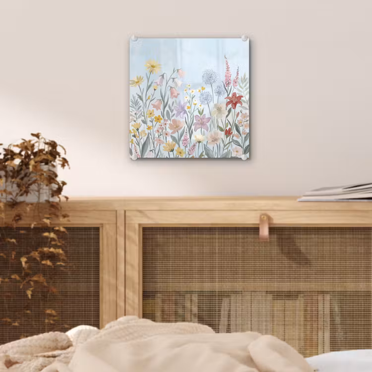 Weidebloemen - Illustratie - Kleurrijk plexiglas 5mm klein -sfeer4