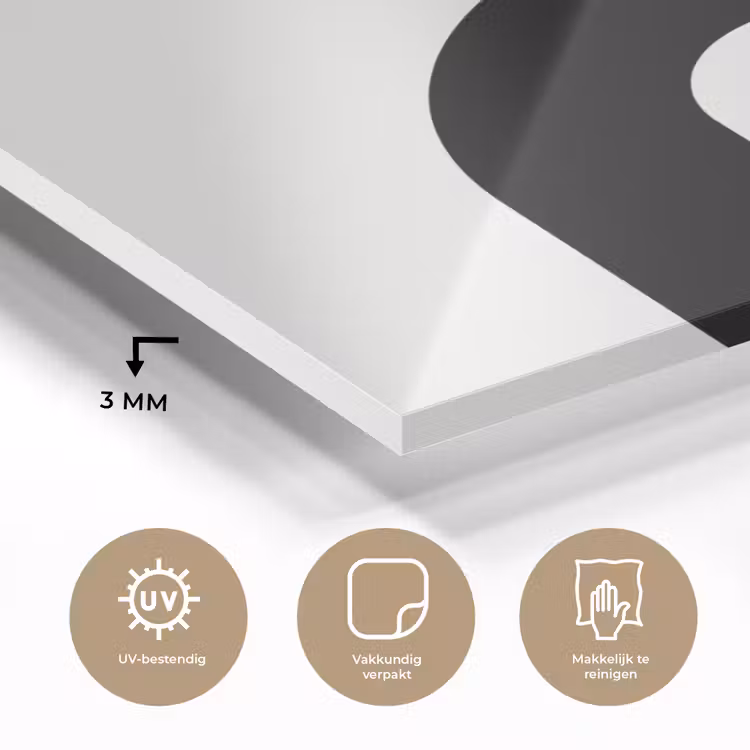 Glass Print - Minimalist - Art - White - Minimalistisch - Kunst - Wit plexiglas 5mm klein