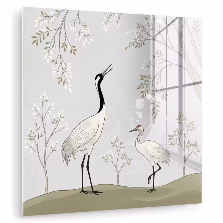 Minimalistisch - Kraanvogels - Blauw plexiglas 5mm klein -zzzproduct_nieuw