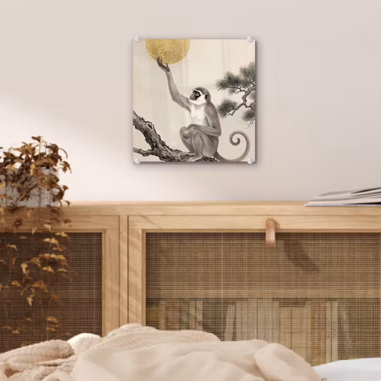 Aap - Maan - Goud plexiglas 5mm klein -sfeer4
