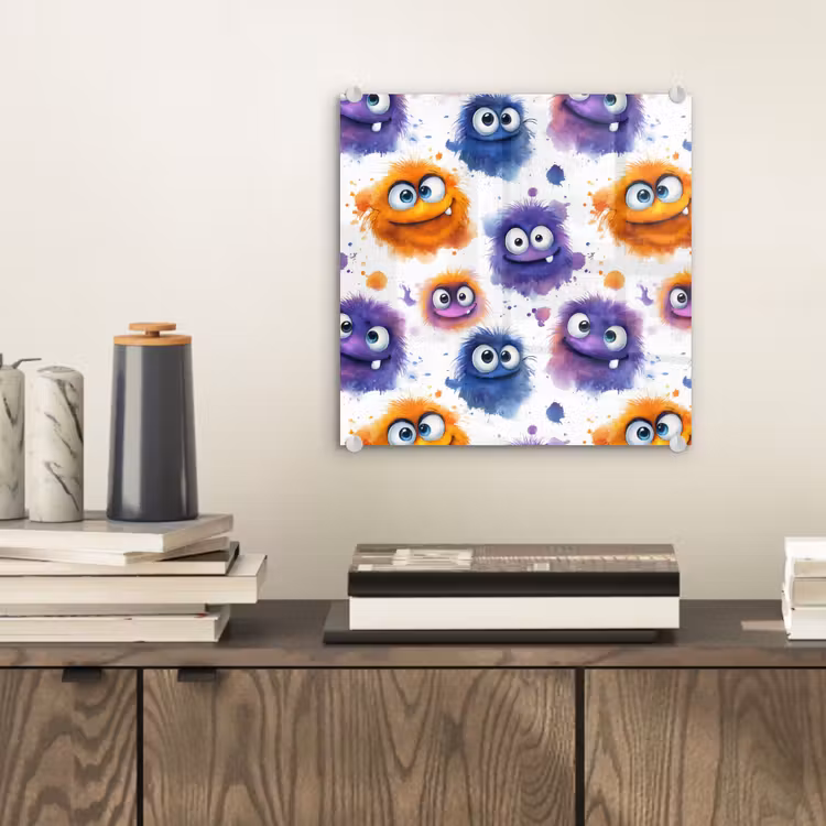 Monstertjes - Aquarel - Kleurrijk plexiglas 5mm klein 11 -sfeer1