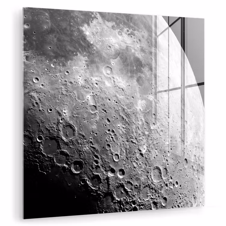 Glass Print - Moon - Craters - Space - Maan - Kraters - Ruimte plexiglas 5mm klein