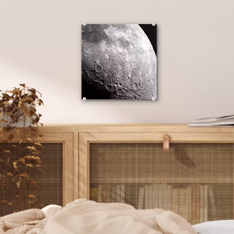 Glass Print - Moon - Craters - Space - Maan - Kraters - Ruimte plexiglas 5mm klein