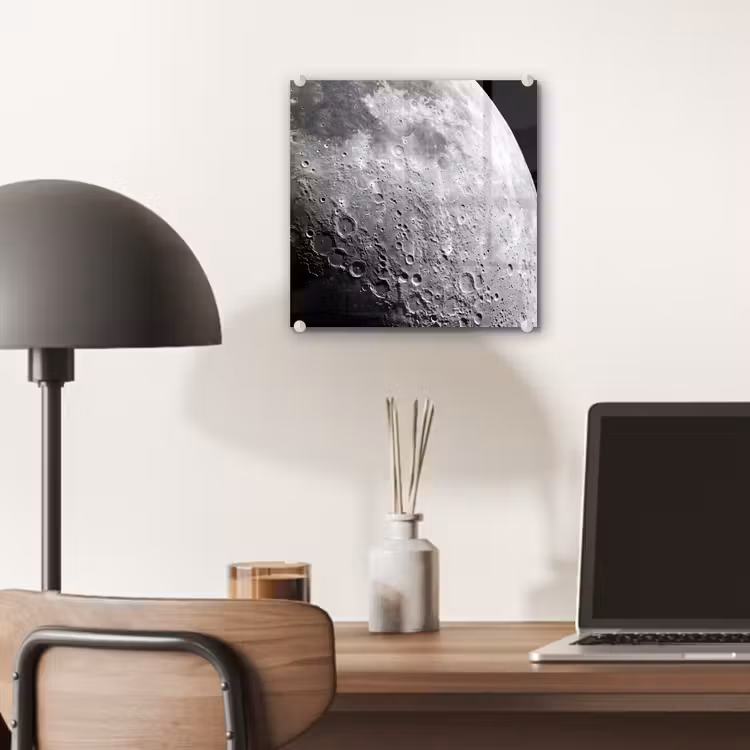 Glass Print - Moon - Craters - Space - Maan - Kraters - Ruimte plexiglas 5mm klein