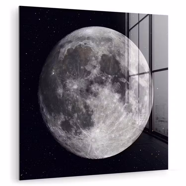Glass Print - Moon - Stars - Space - Maan - Sterren - Ruimte plexiglas 5mm klein