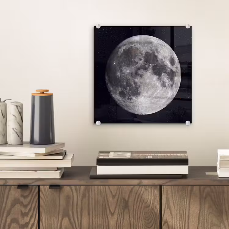 Glass Print - Moon - Stars - Space - Maan - Sterren - Ruimte plexiglas 5mm klein