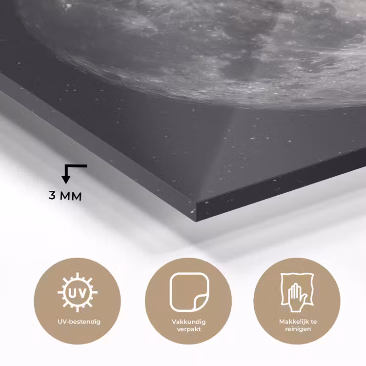 Glass Print - Moon - Stars - Space - Maan - Sterren - Ruimte plexiglas 5mm klein