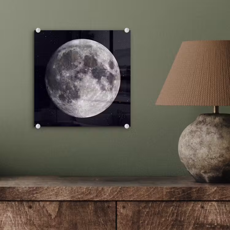 Glass Print - Moon - Stars - Space - Maan - Sterren - Ruimte plexiglas 5mm klein