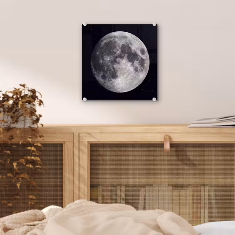 Glass Print - Moon - Stars - Space - Maan - Sterren - Ruimte plexiglas 5mm klein