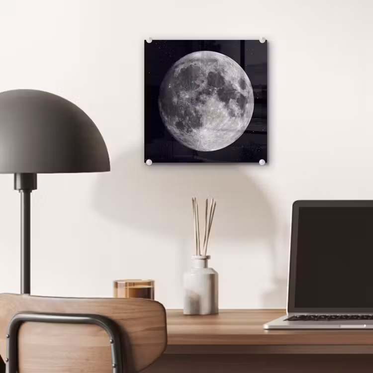 Glass Print - Moon - Stars - Space - Maan - Sterren - Ruimte plexiglas 5mm klein