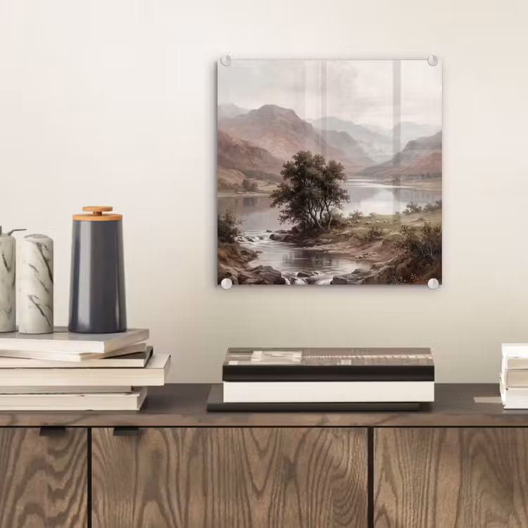 Berglandschap - Meer - Bergen - Vallei - Klassiek plexiglas 5mm klein -sfeer1