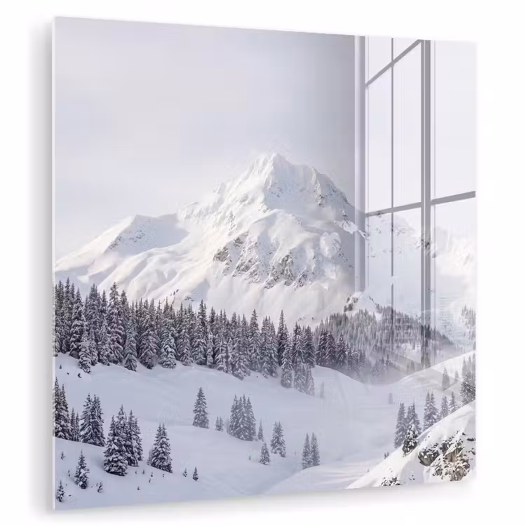 Berg - Sneeuw - Winter - Natuur - Wit plexiglas 5mm klein -zzzproduct_nieuw